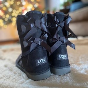 Grey Suede Uggs with Bows